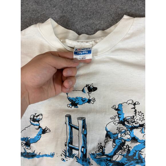 VINTAGE 90s Dont Follow The Sheep Shirt Mens XL White Graphic Jesus God Tee - Picture 9 of 9